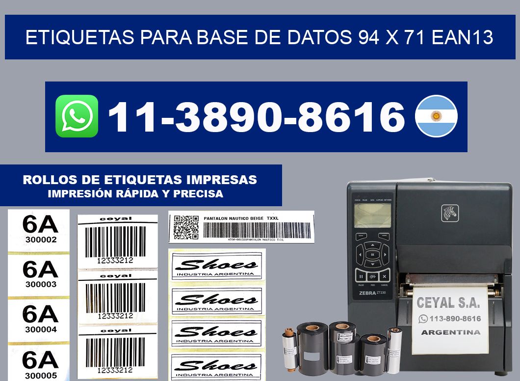 etiquetas para base de datos 94 x 71 ean13