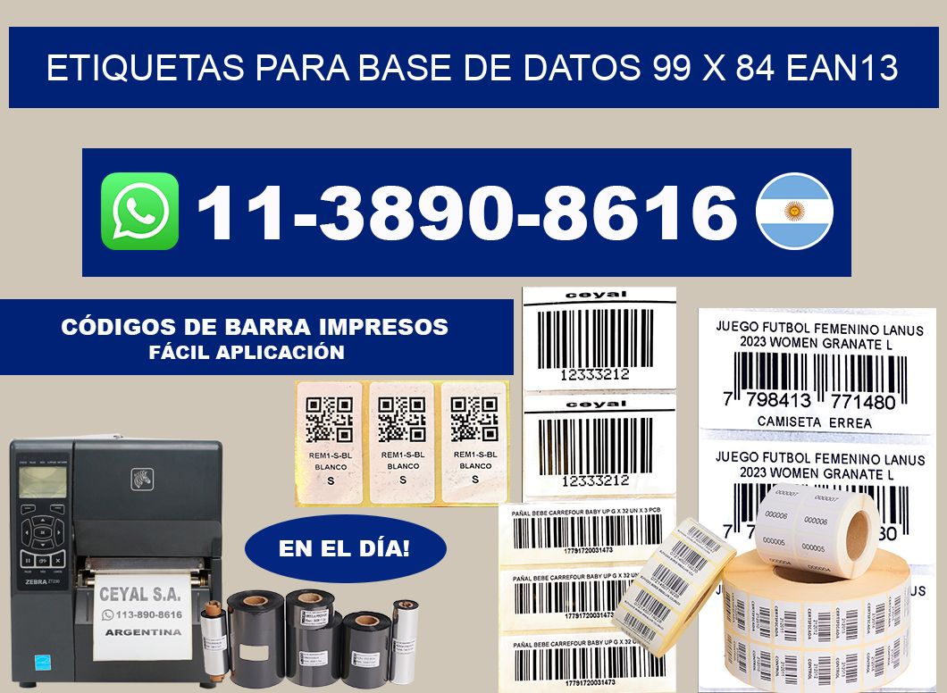 etiquetas para base de datos 99 x 84 ean13