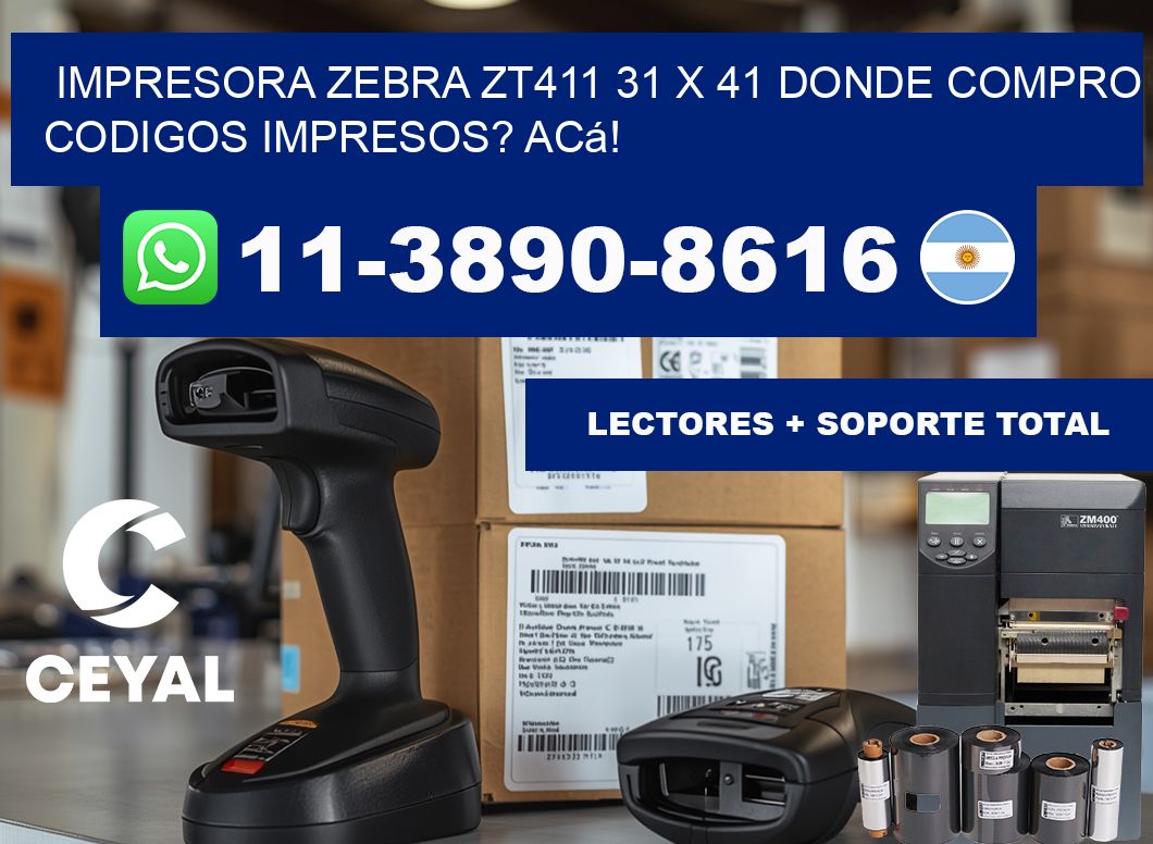 impresora zebra zt411 31 x 41 Donde compro codigos impresos? Acá!