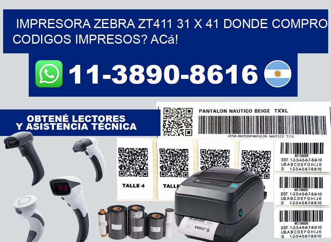 impresora zebra zt411 31 x 41 Donde compro codigos impresos? Acá!