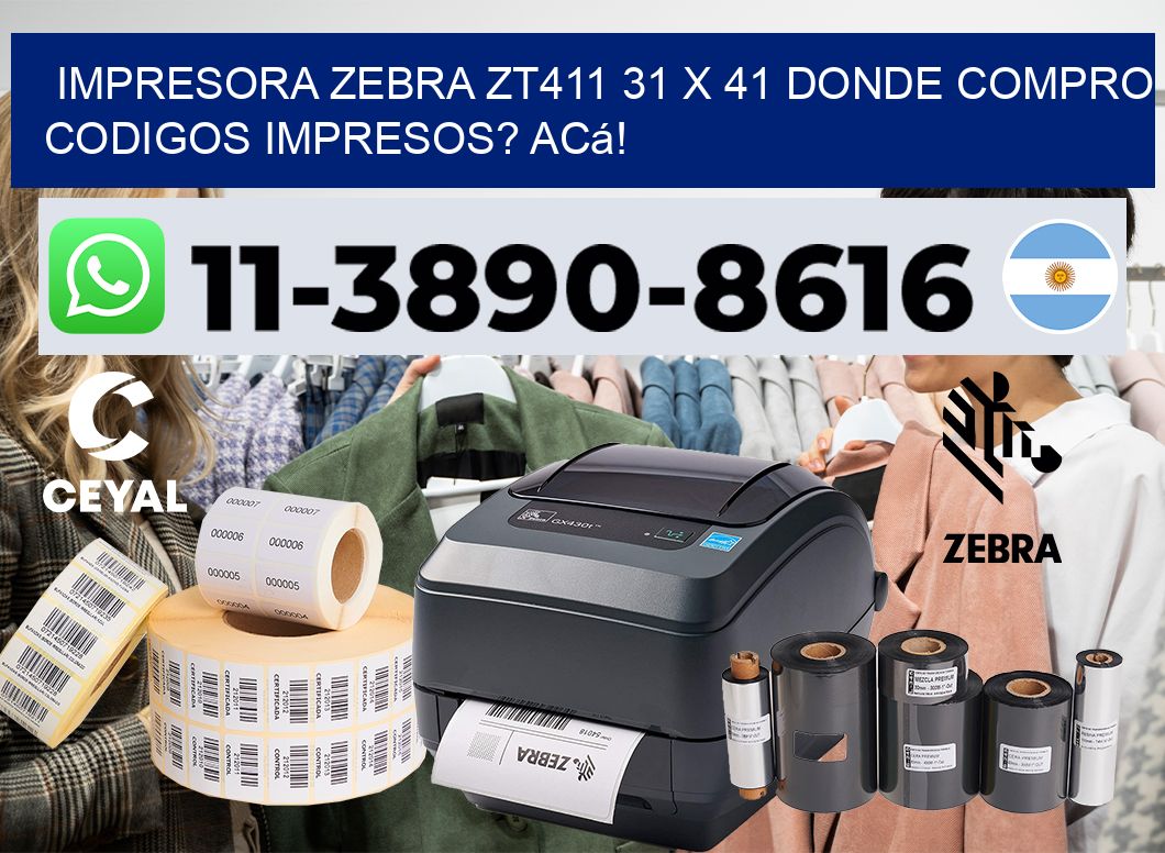 impresora zebra zt411 31 x 41 Donde compro codigos impresos? Acá!