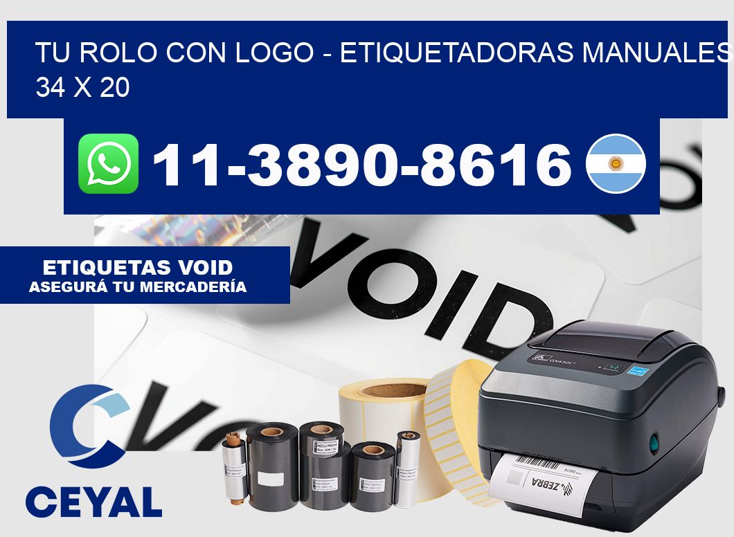 tu rolo con logo - Etiquetadoras Manuales  34 x 20