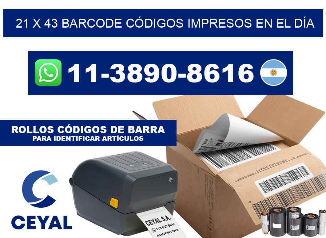 21 x 43 BARCODE CÓDIGOS IMPRESOS EN EL DÍA