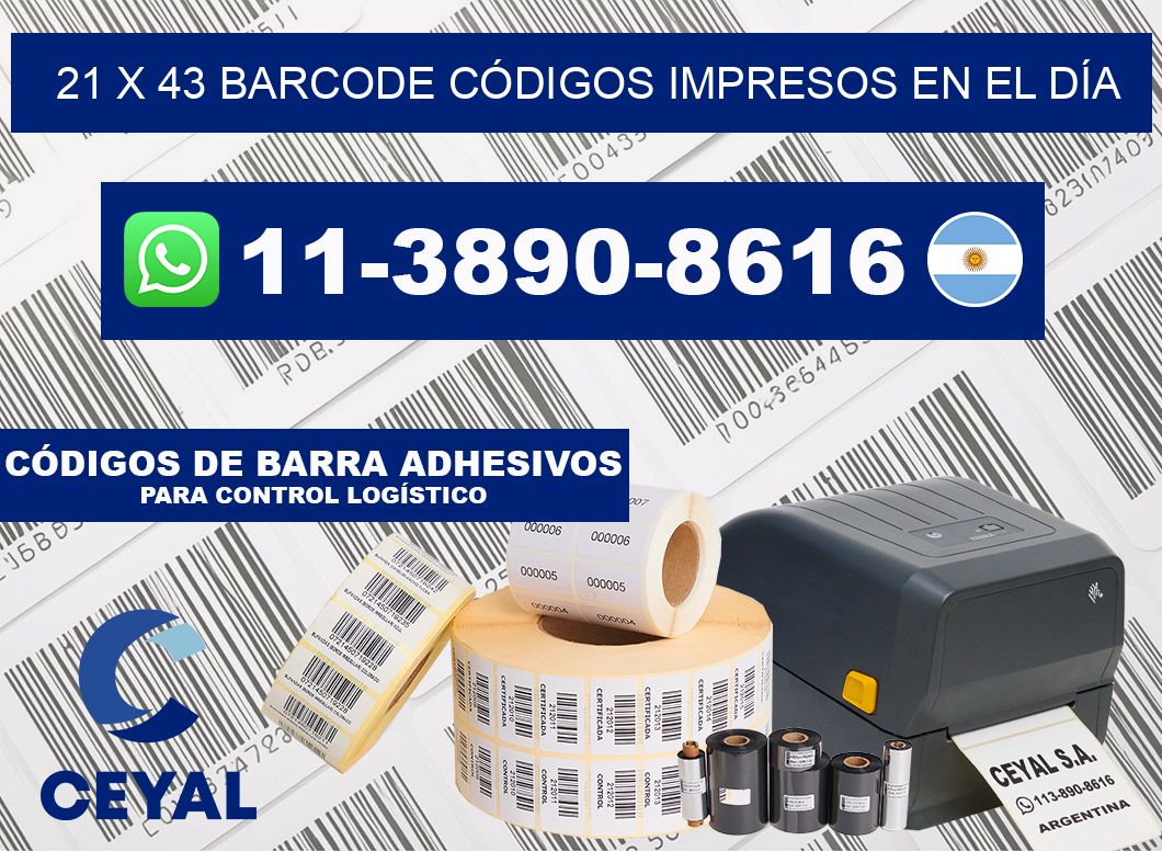 21 x 43 BARCODE CÓDIGOS IMPRESOS EN EL DÍA