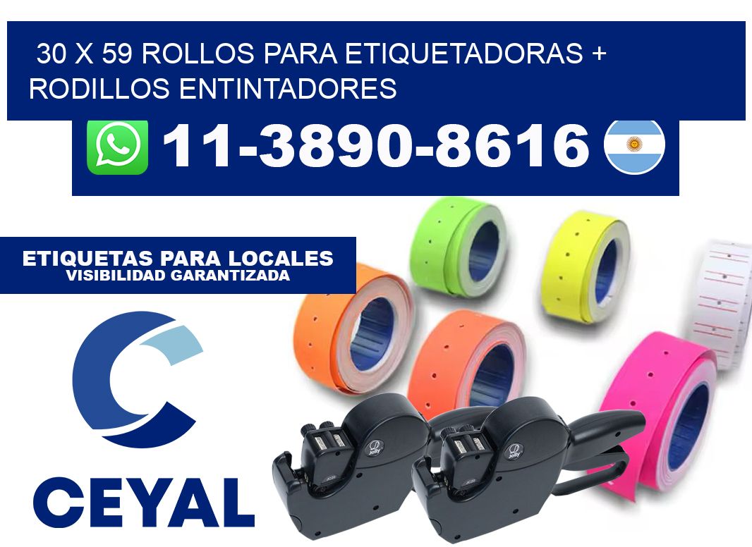 30 x 59 rollos para etiquetadoras + rodillos entintadores
