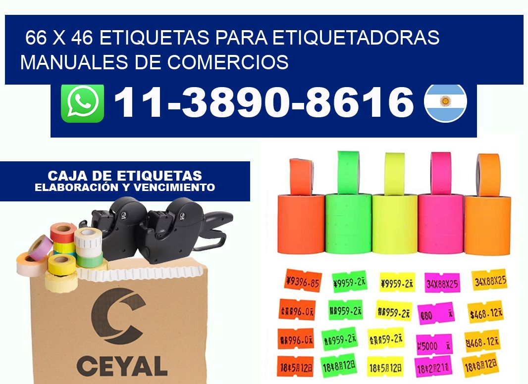 66 x 46 etiquetas para etiquetadoras manuales de comercios