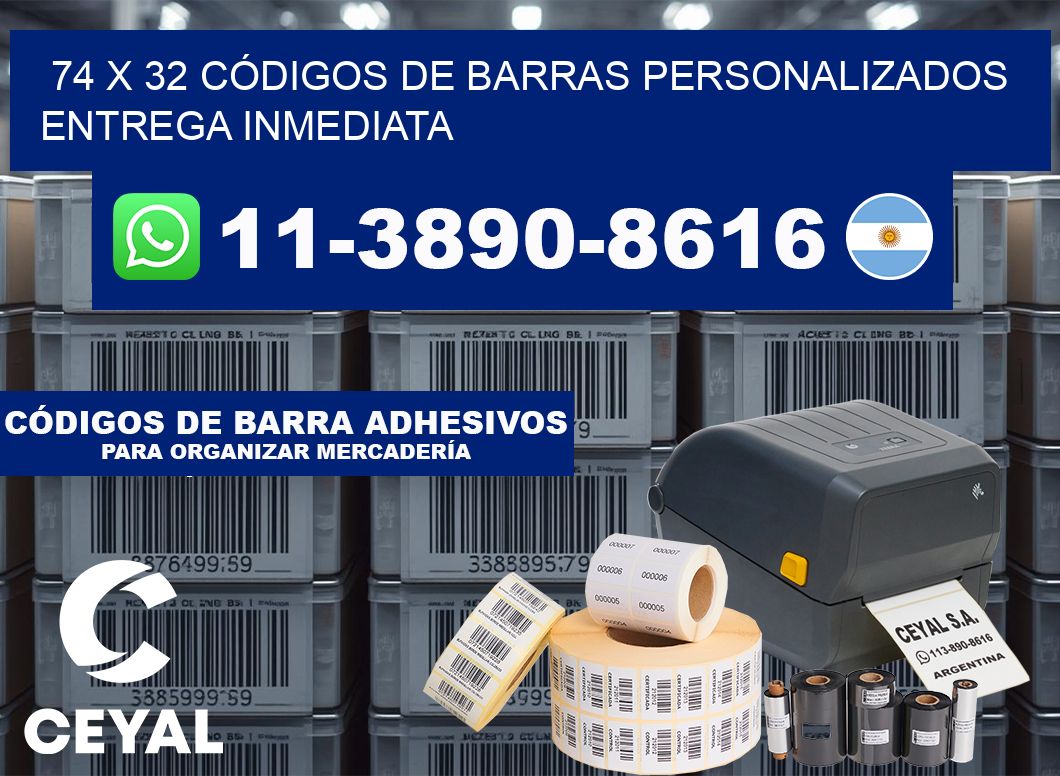 74 x 32 CÓDIGOS DE BARRAS PERSONALIZADOS ENTREGA INMEDIATA