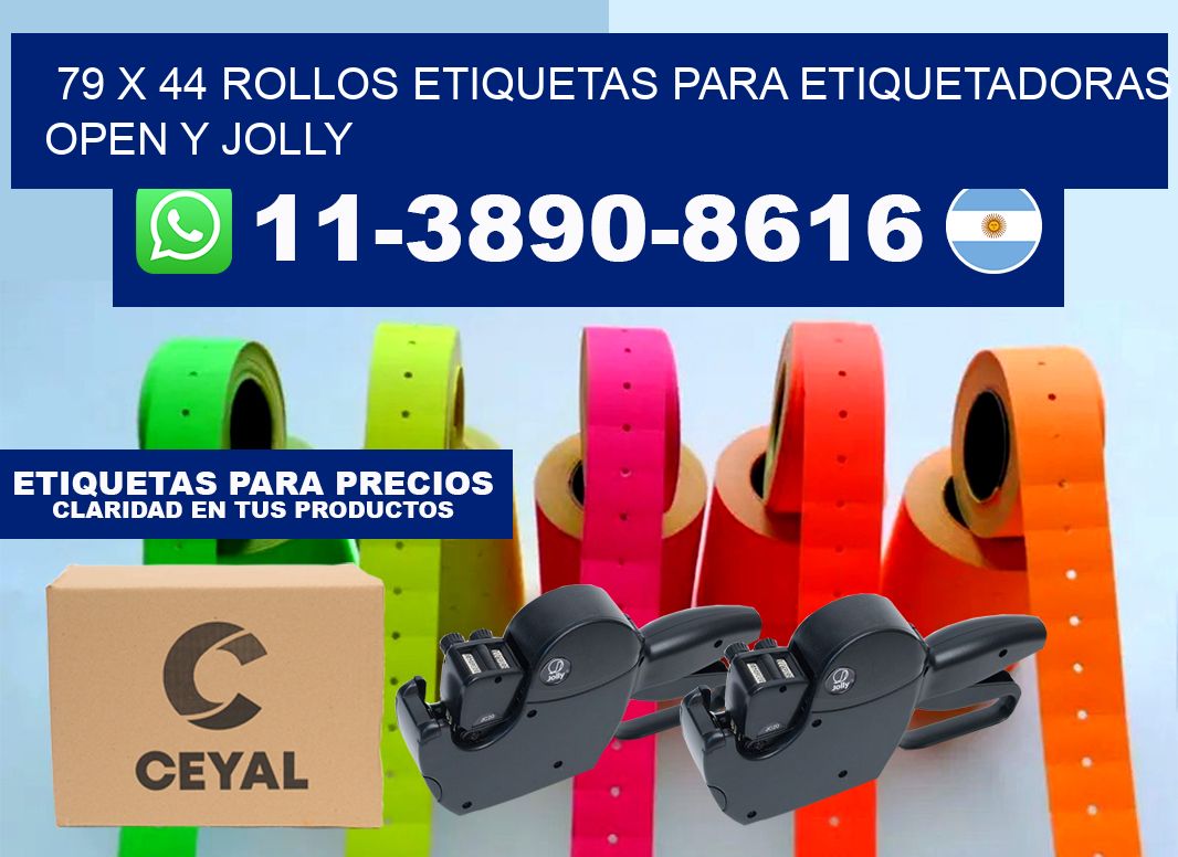 79 x 44 Rollos etiquetas para etiquetadoras open y jolly