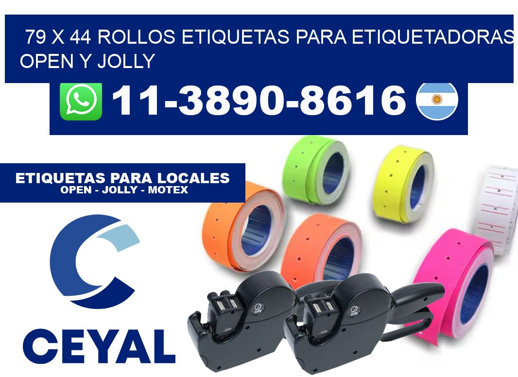 79 x 44 Rollos etiquetas para etiquetadoras open y jolly