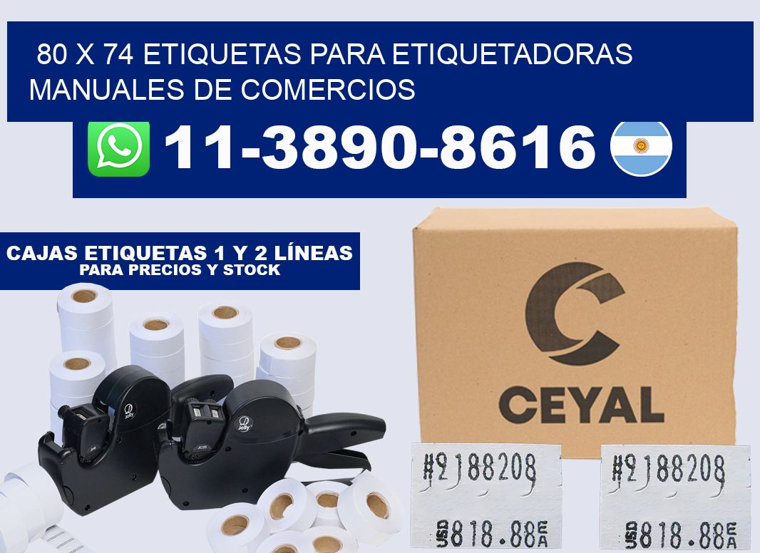 80 x 74 etiquetas para etiquetadoras manuales de comercios