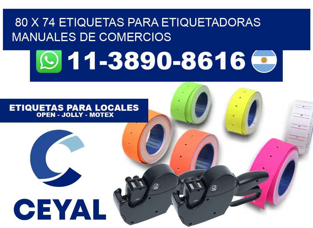 80 x 74 etiquetas para etiquetadoras manuales de comercios