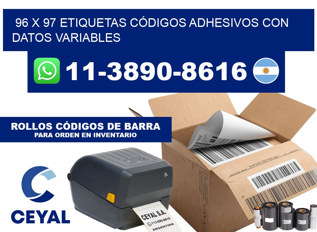 96 x 97 ETIQUETAS CÓDIGOS ADHESIVOS CON DATOS VARIABLES