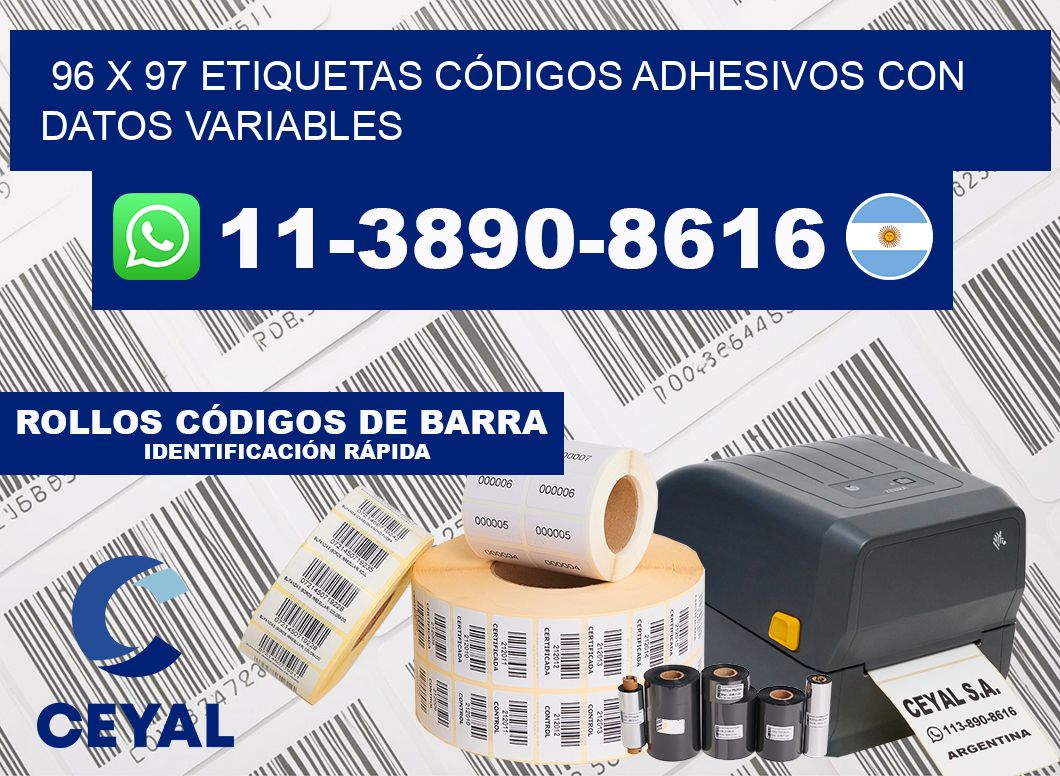 96 x 97 ETIQUETAS CÓDIGOS ADHESIVOS CON DATOS VARIABLES