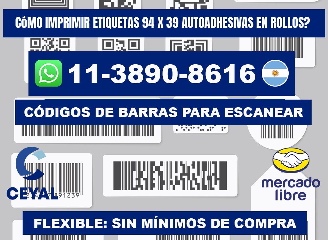 Cómo imprimir etiquetas 94 x 39 autoadhesivas en rollos?