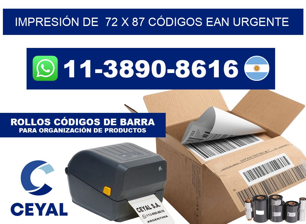 IMPRESIÓN DE  72 x 87 CÓDIGOS EAN URGENTE