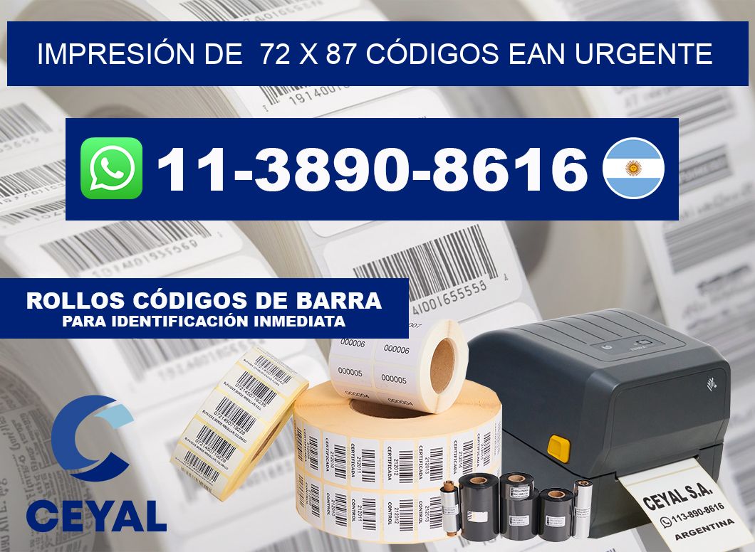 IMPRESIÓN DE  72 x 87 CÓDIGOS EAN URGENTE