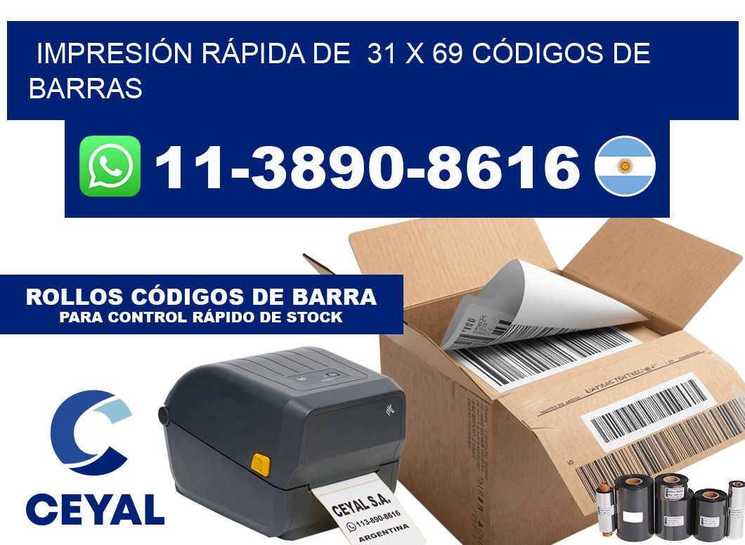 IMPRESIÓN RÁPIDA DE  31 x 69 CÓDIGOS DE BARRAS