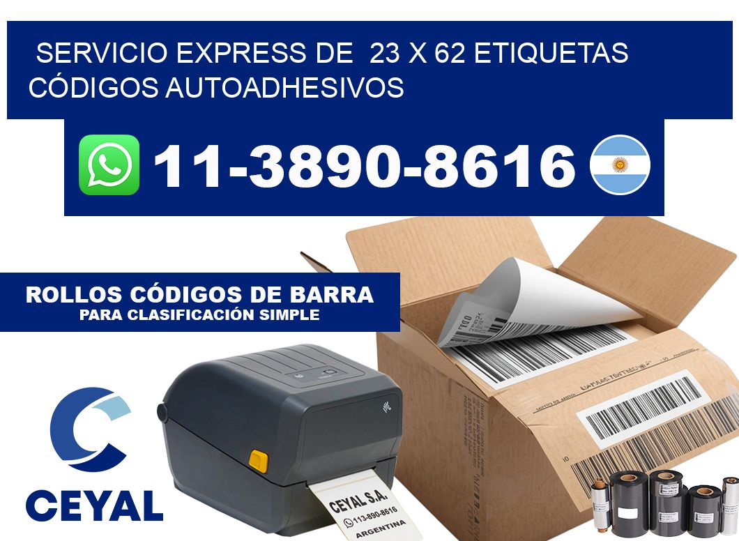 SERVICIO EXPRESS DE  23 x 62 ETIQUETAS CÓDIGOS AUTOADHESIVOS