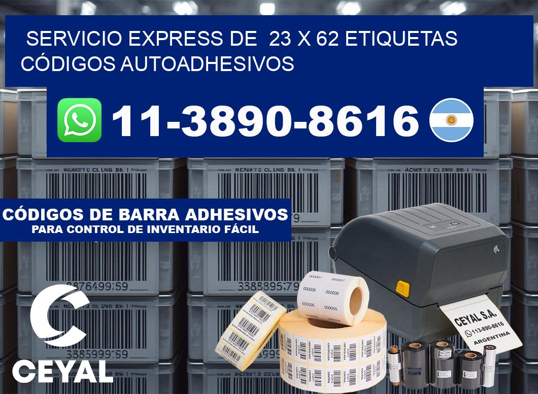 SERVICIO EXPRESS DE  23 x 62 ETIQUETAS CÓDIGOS AUTOADHESIVOS