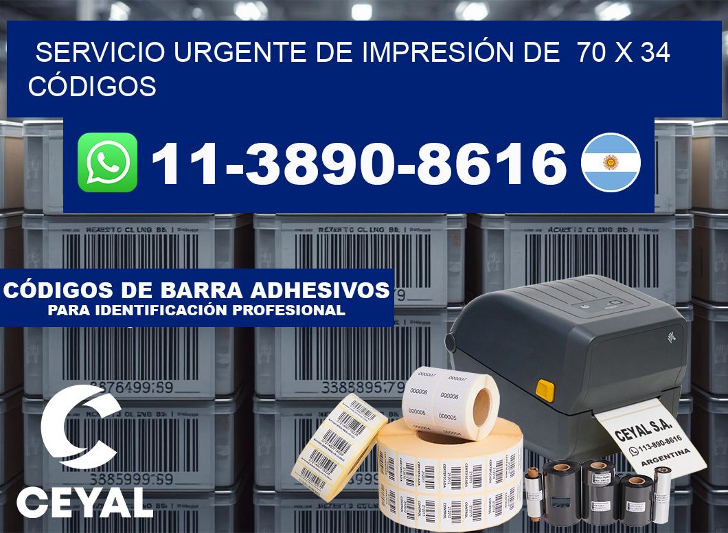 SERVICIO URGENTE DE IMPRESIÓN DE  70 x 34 CÓDIGOS