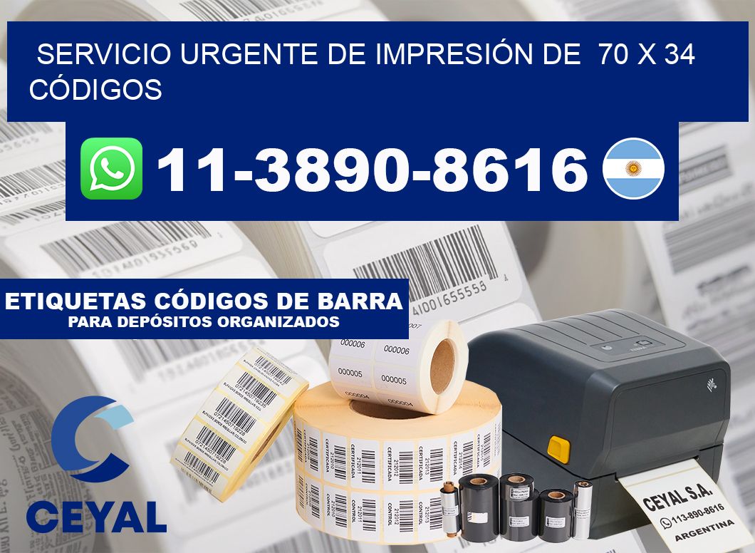 SERVICIO URGENTE DE IMPRESIÓN DE  70 x 34 CÓDIGOS