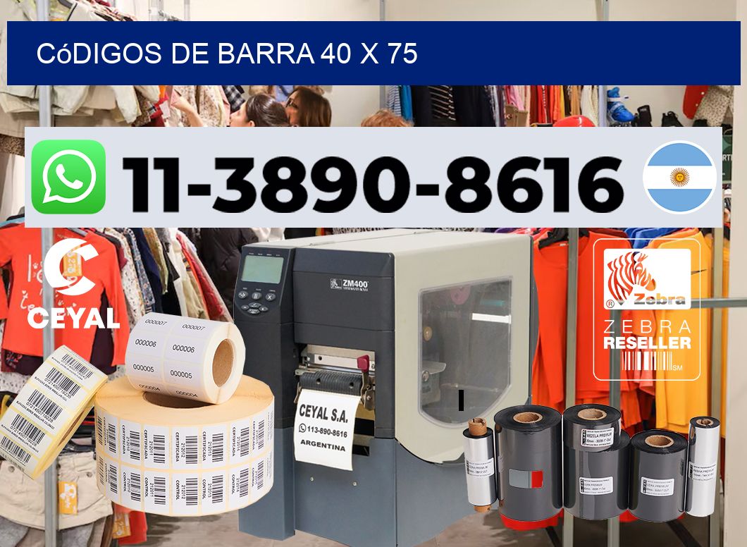 códigos de barra 40 x 75