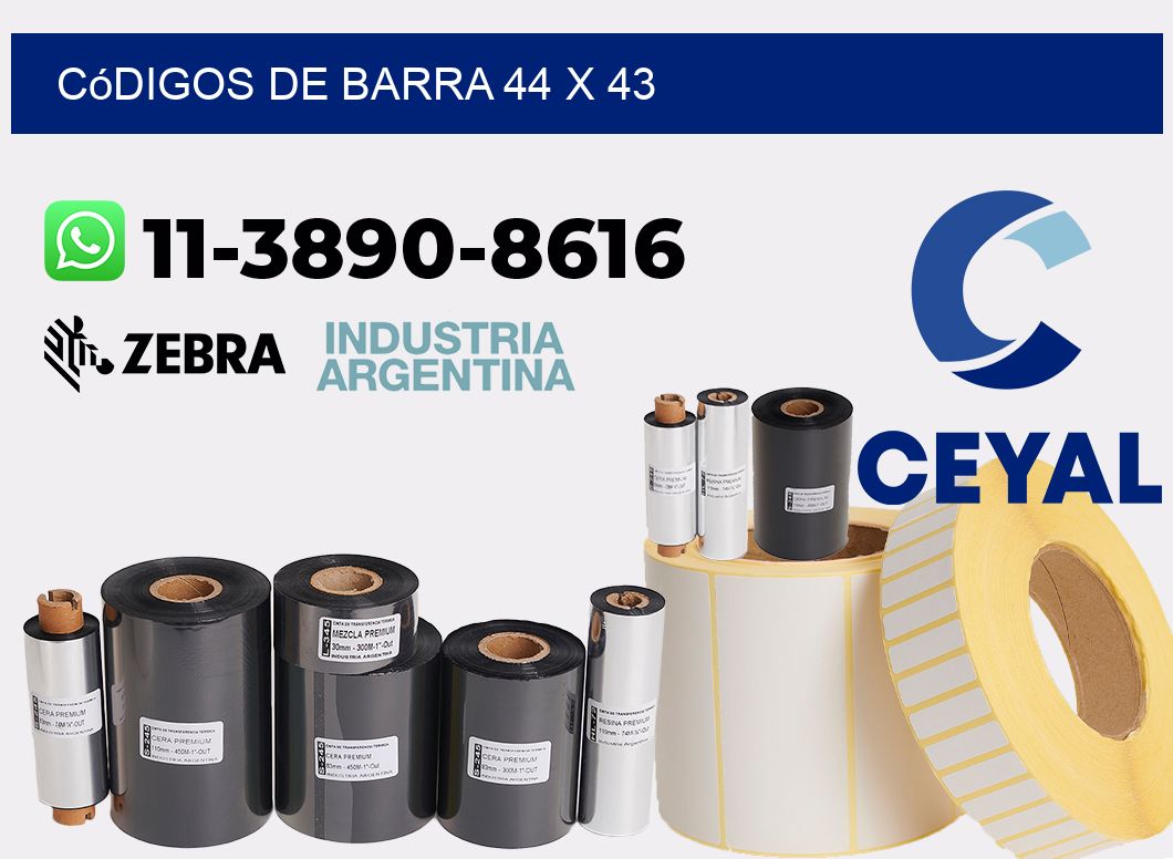 códigos de barra 44 x 43