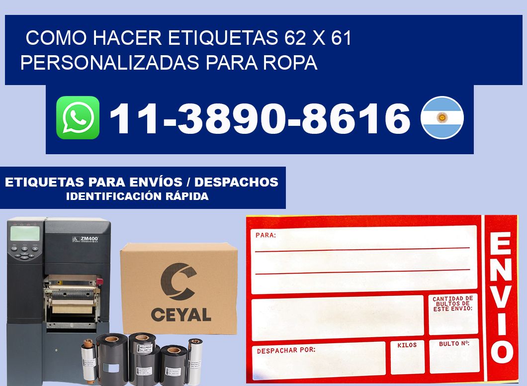 como hacer etiquetas 62 x 61 personalizadas para ropa