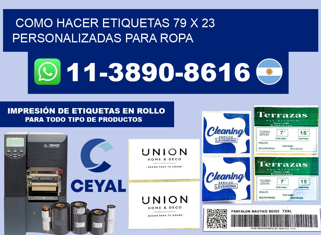 como hacer etiquetas 79 x 23 personalizadas para ropa