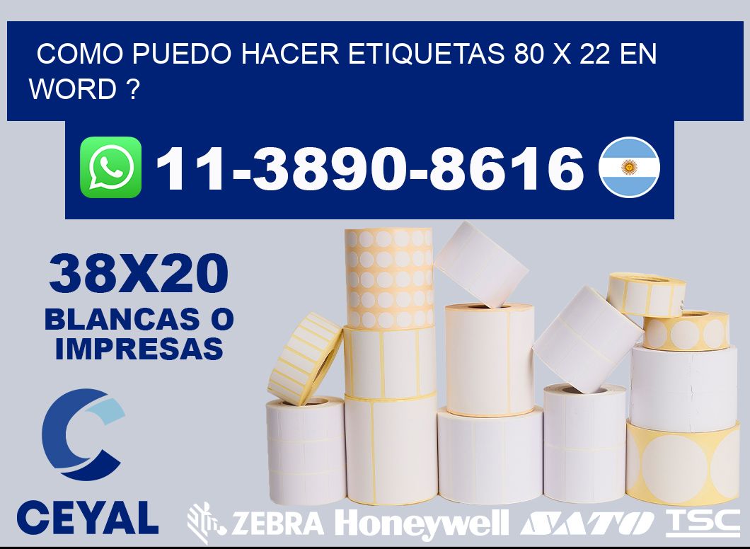 como puedo hacer etiquetas 80 x 22 en word ?