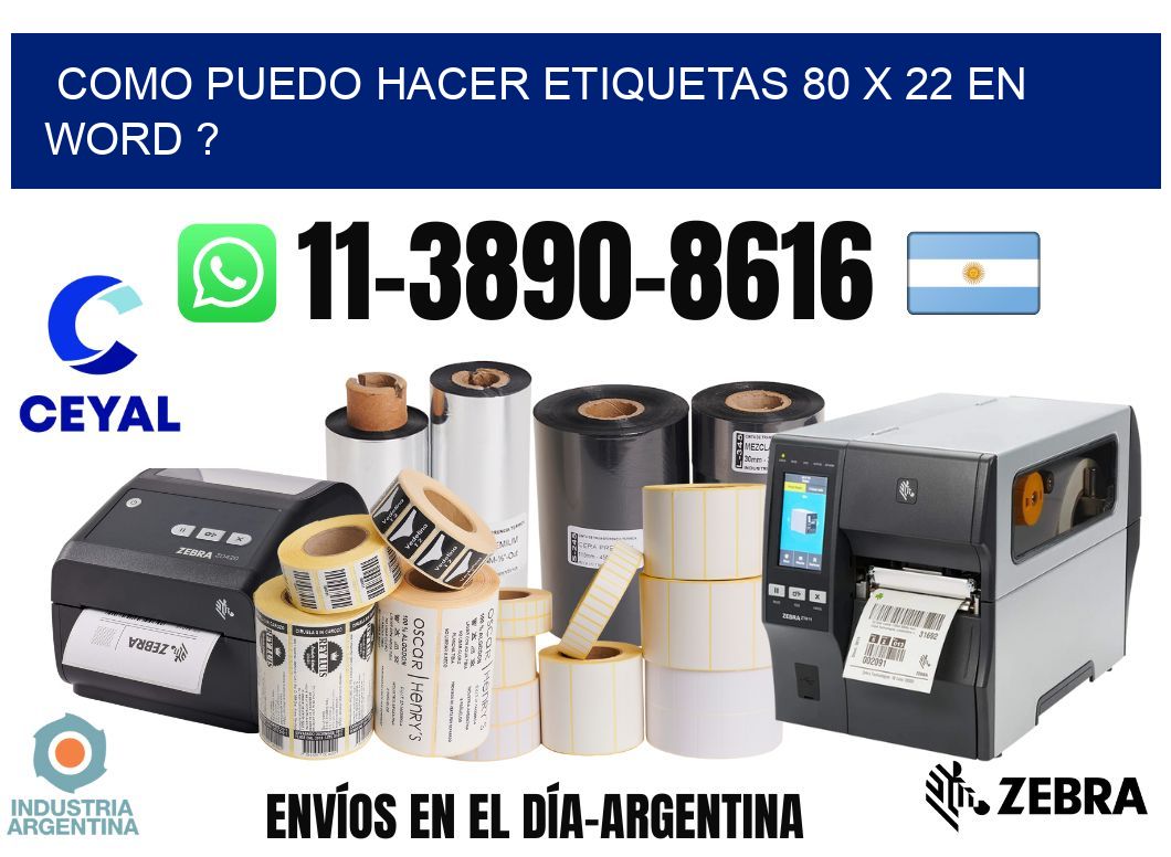 como puedo hacer etiquetas 80 x 22 en word ?