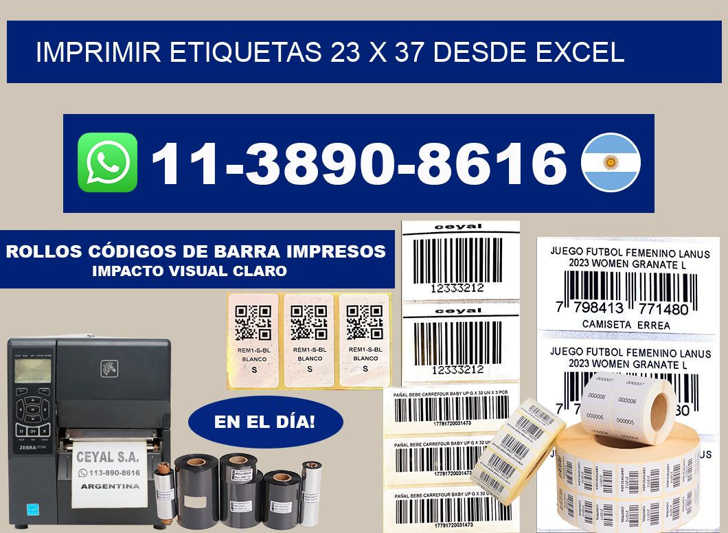 imprimir etiquetas 23 x 37 desde excel