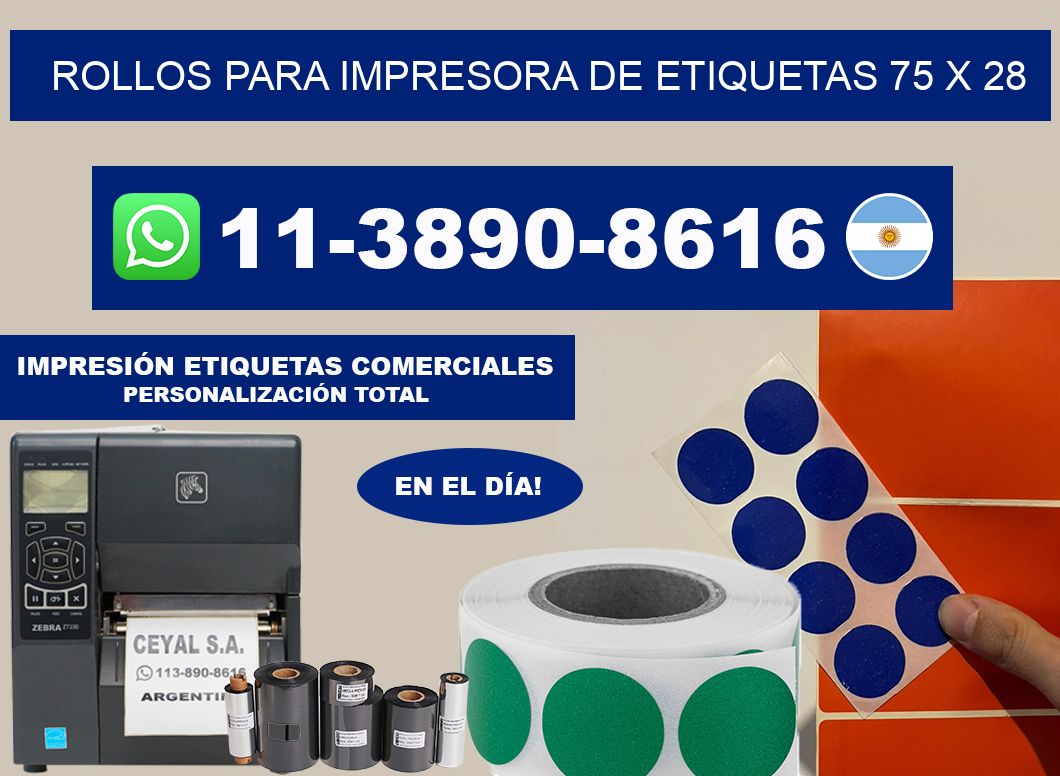 rollos para impresora de etiquetas 75 x 28