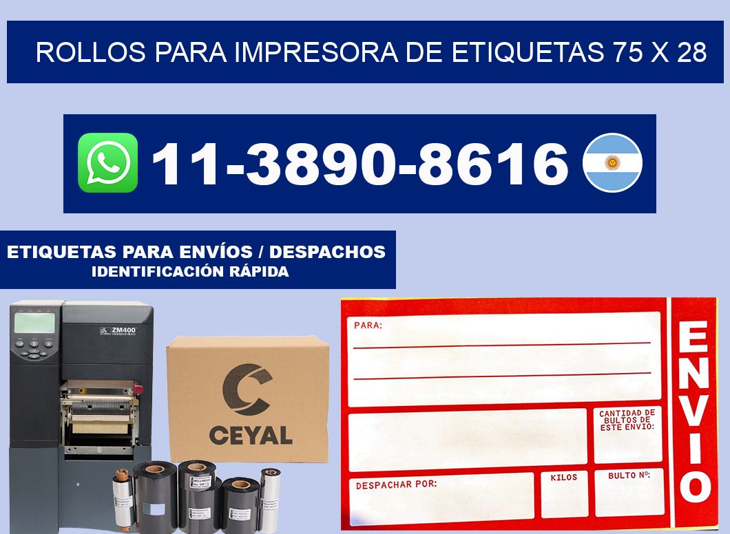 rollos para impresora de etiquetas 75 x 28