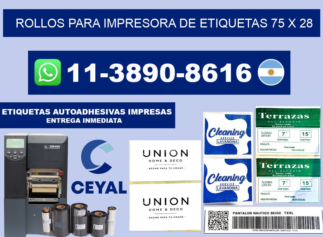 rollos para impresora de etiquetas 75 x 28