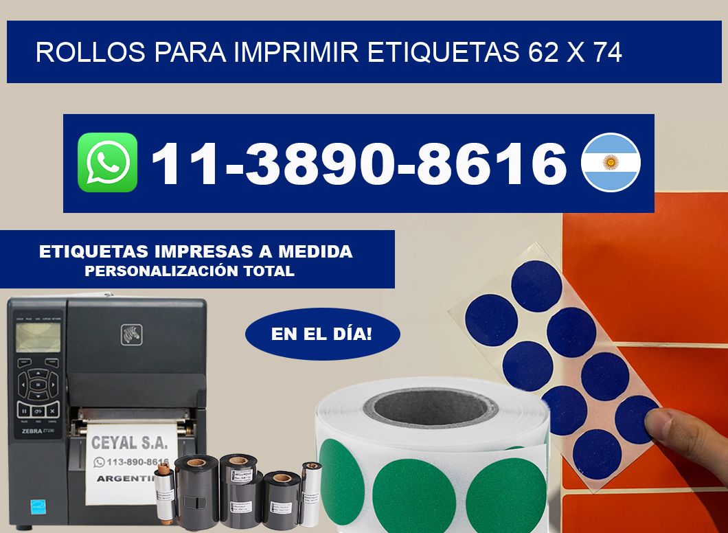 rollos para imprimir etiquetas 62 x 74